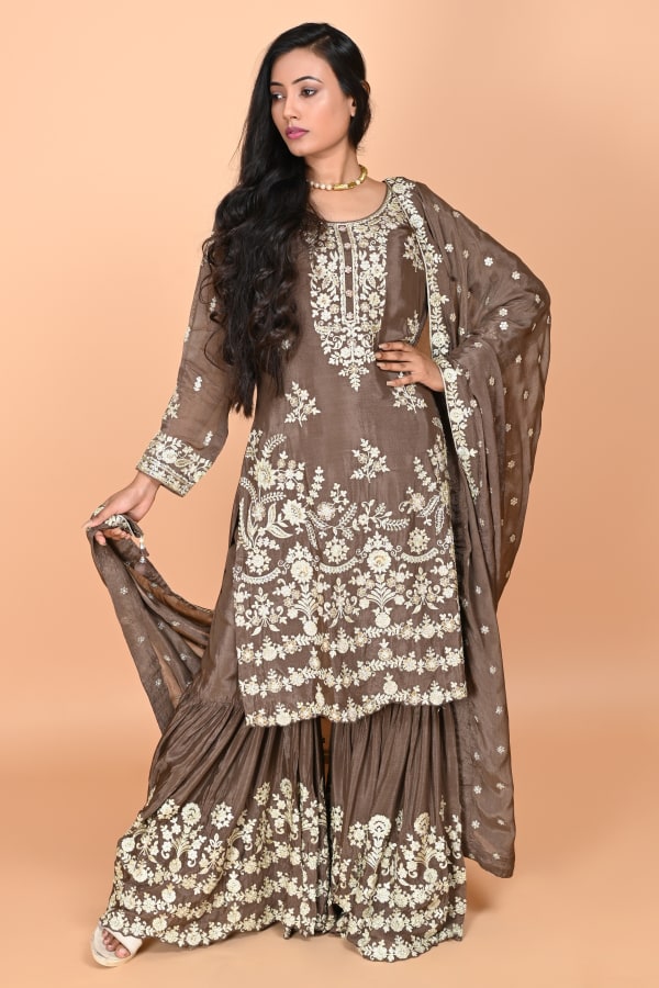 Mouse Straight Suit With Gharara