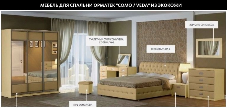 Мебель для спальни Орматек из экокожи Мебель для спальни Орматек из экокожи