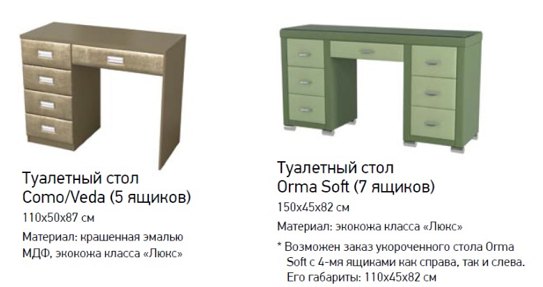 Туалетный столик Como/Veda - Orma soft 2 Туалетный столик Como/Veda - Orma soft 2