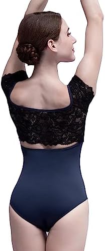 Vue 4 de Justaucorps Dansemanche Courte Dentelle