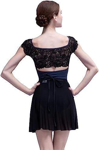 Vue 6 de Justaucorps Dansemanche Courte Dentelle