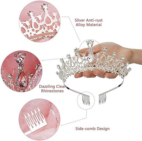 Vue 4 de Tiara Cristal Couronne Diademe