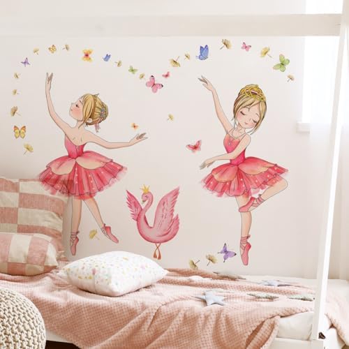 Vue 3 de Stickers Muraux Ballerine Roserouge