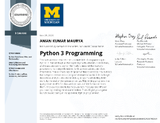 Python 3 Programming course certificate