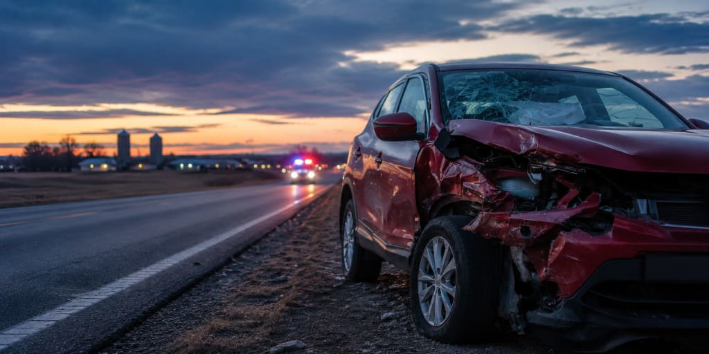 Serious crash aftermath on a rural Idaho highway after an aggravated DUI case