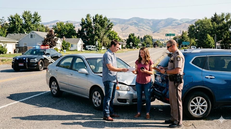 Two-car collision at an Idaho intersection