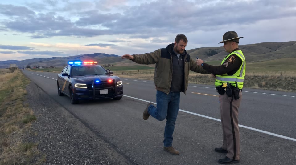 Roadside DUI breath test during an Idaho traffic stop
