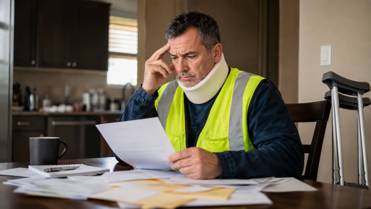 Construction crew member injured on a job site in Idaho, with legal options for workers comp and third-party claims