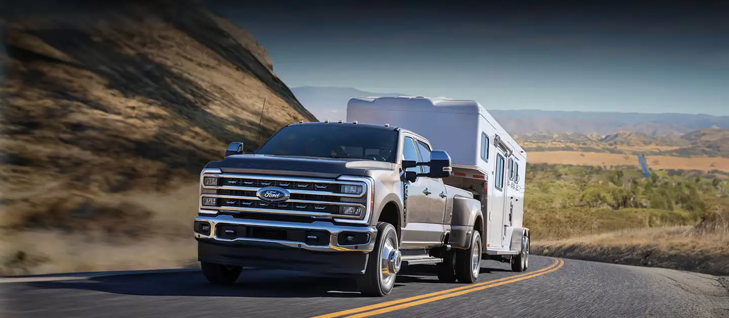 Ford truck towing a large trailer