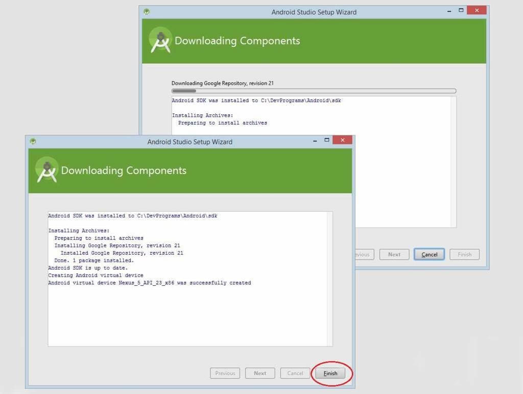 Hướng dẫn tải và cài đặt Android Studio Ở lần chạy đầu tiên, Android cần phải tải về một số thành phần