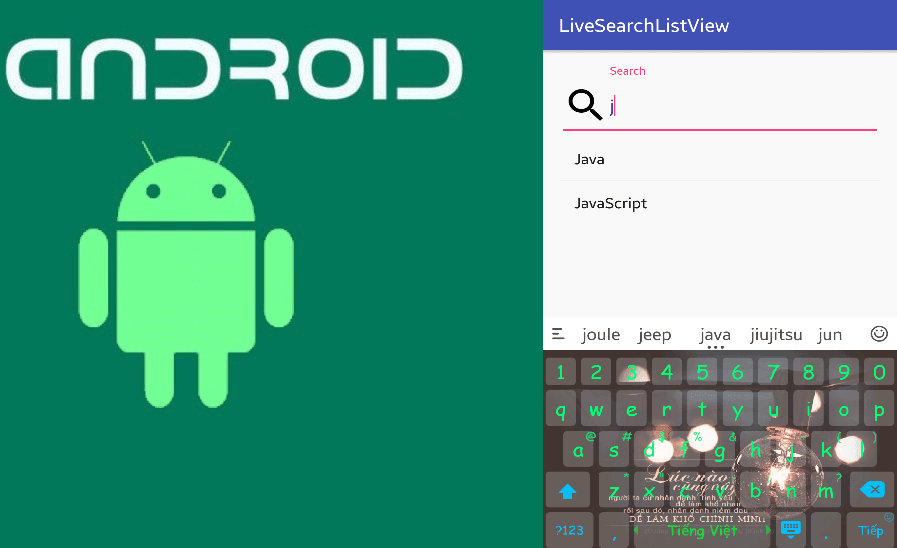 Chức năng tìm kiếm trực tiếp trên ListView Android