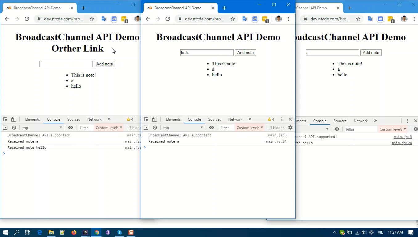BroadcastChannel API: Giao tiếp giữa các tab hoặc cửa sổ trong trình duyệt