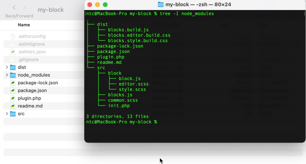 Cấu trúc thư mục sau khi tạo Gutenberg Block