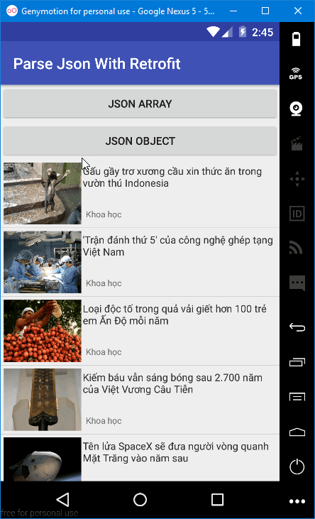 Parse Json sử dụng thư viện Retrofit