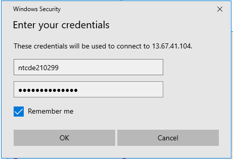 Lúc này, một cửa sổ Windows Security xuất hiện việc còn lại là điền user name và passowrd –> OK