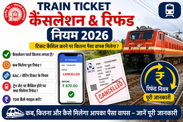 Indian Railways Train Ticket Cancellation & Refund Rules | भारतीय रेलवे ट्रेन टिकट रद्दीकरण और रिफंड नियम