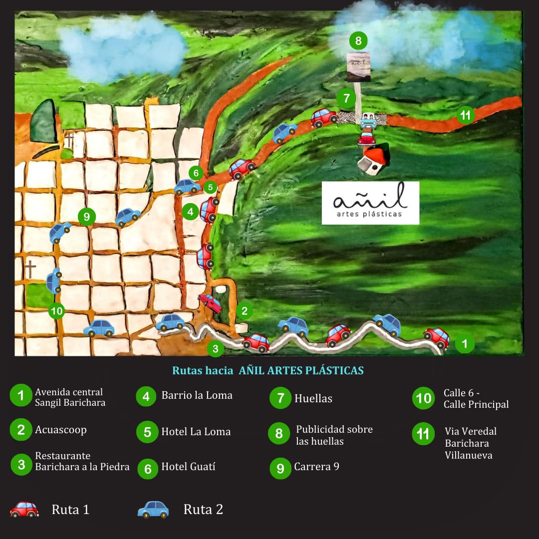 Mapa con ruta para llegar a Añil