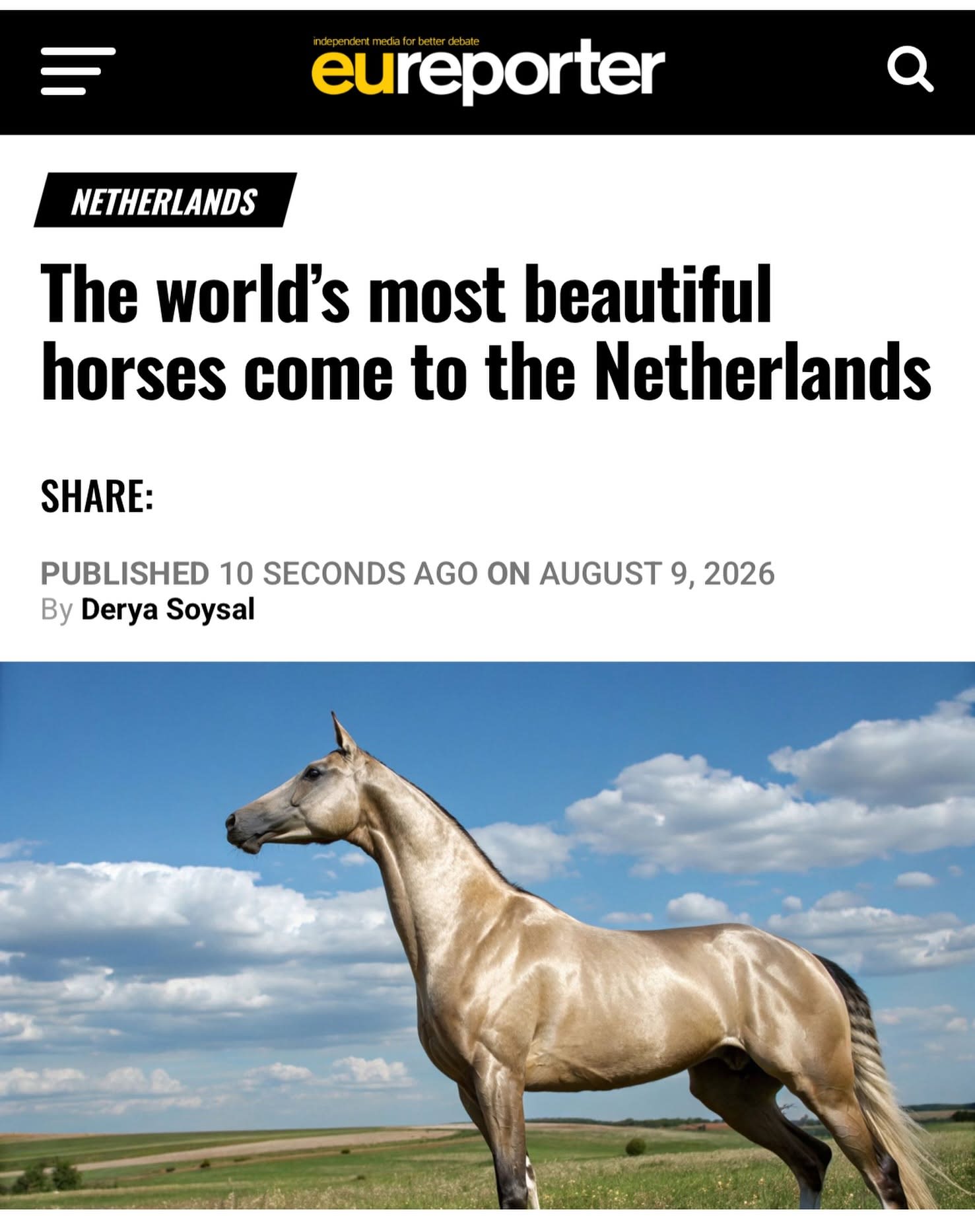 EU Reporter article: The world's most beautiful horses come to the Netherlands