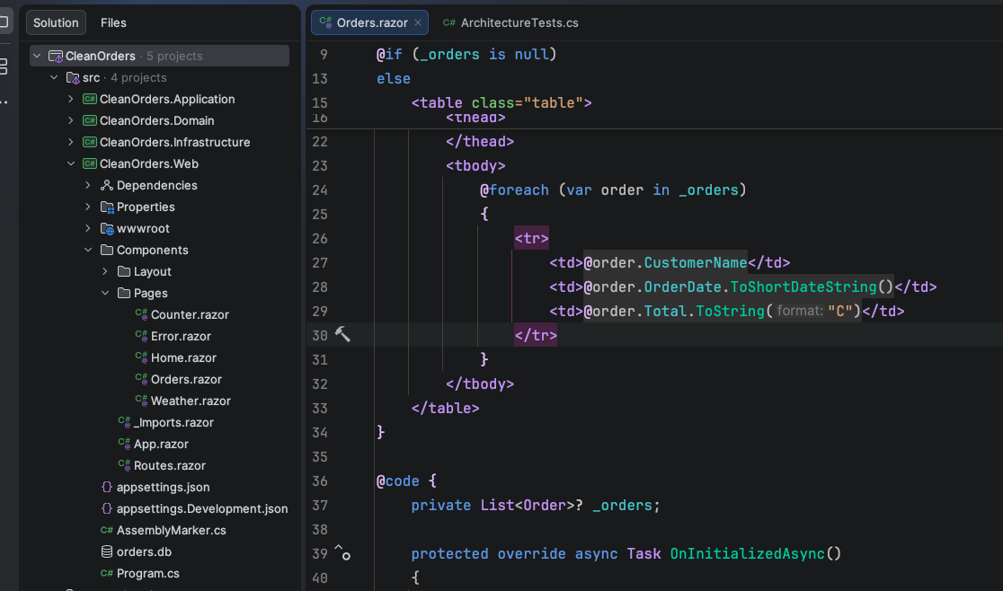 Asking Claude to run the tests