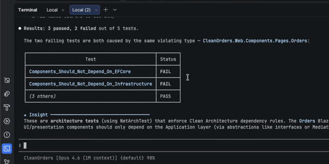 Asking Claude to run the tests