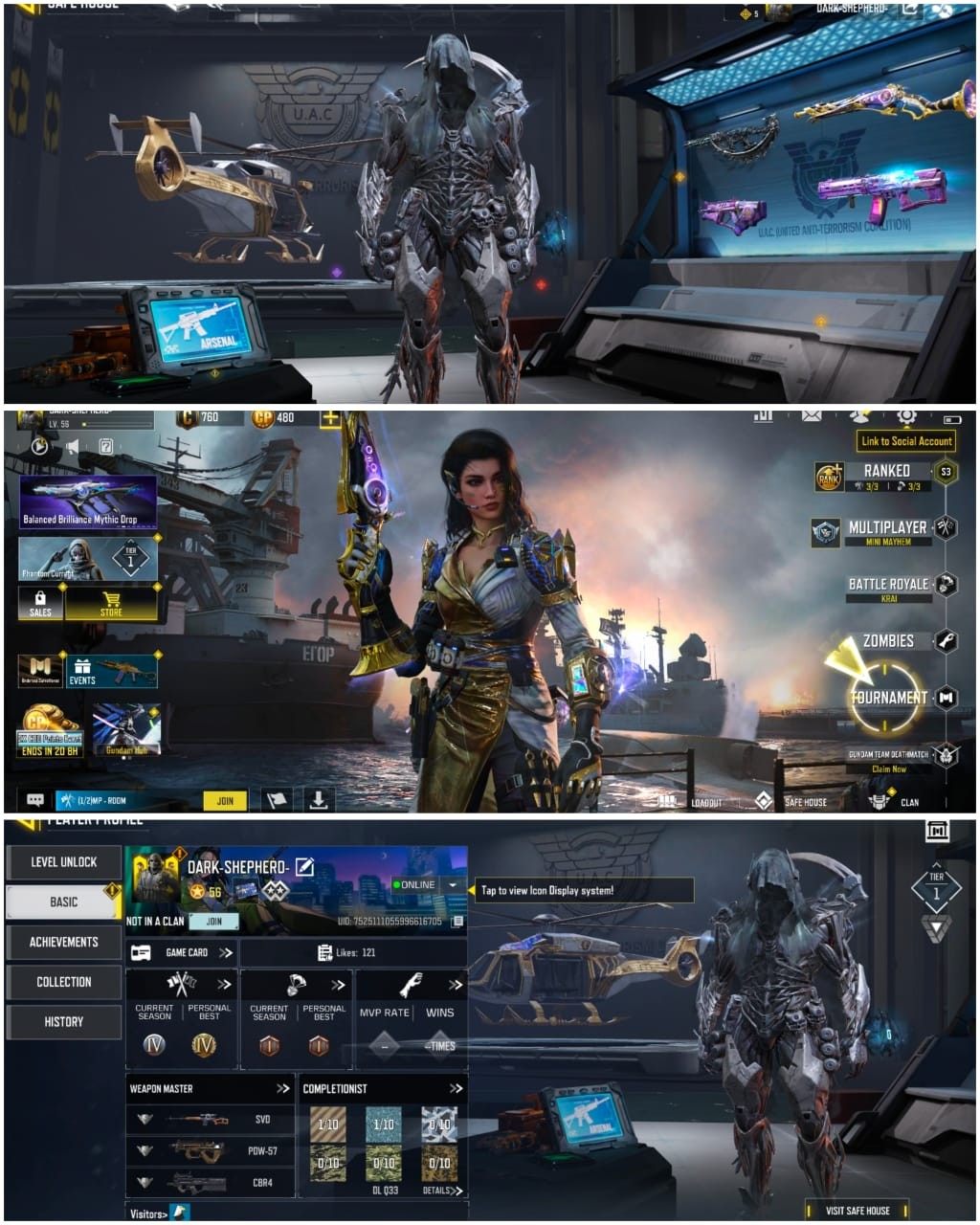 Call of Duty Mobile Account – 【CODM】Dark Shepherd Mythic Legendary Nyx 4x Legendary Guns 【AK117 | AS-VAL | HS0405】 480 CP Prestige Argus | LVL 50+ Activision ID CODM01