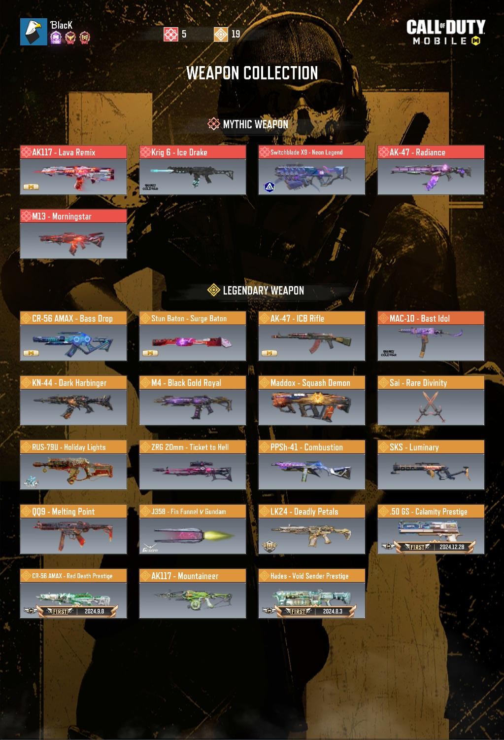 Call of Duty Mobile Account - ([Level 400] 10 CP Spins | Shotgun Lovers | Mythic Ghost | 5 Mythic & 19 Legendary Weapons | 595 Epic Weapons | 300 Epic Soliders | OG Snipers | Activision Only)
