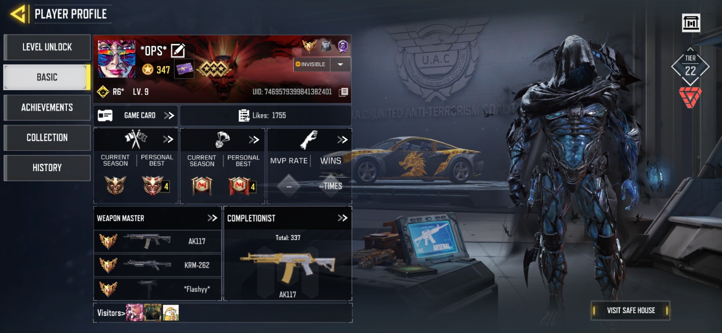 Call of Duty Mobile Account - ([Level 347] Rare | Legendary Ranked | Mythic Dark Shepherd x Templar | 6 Mythic & 28 Legendary Weapons | 260 Excluisve Epics | Stacked | Activision Only)