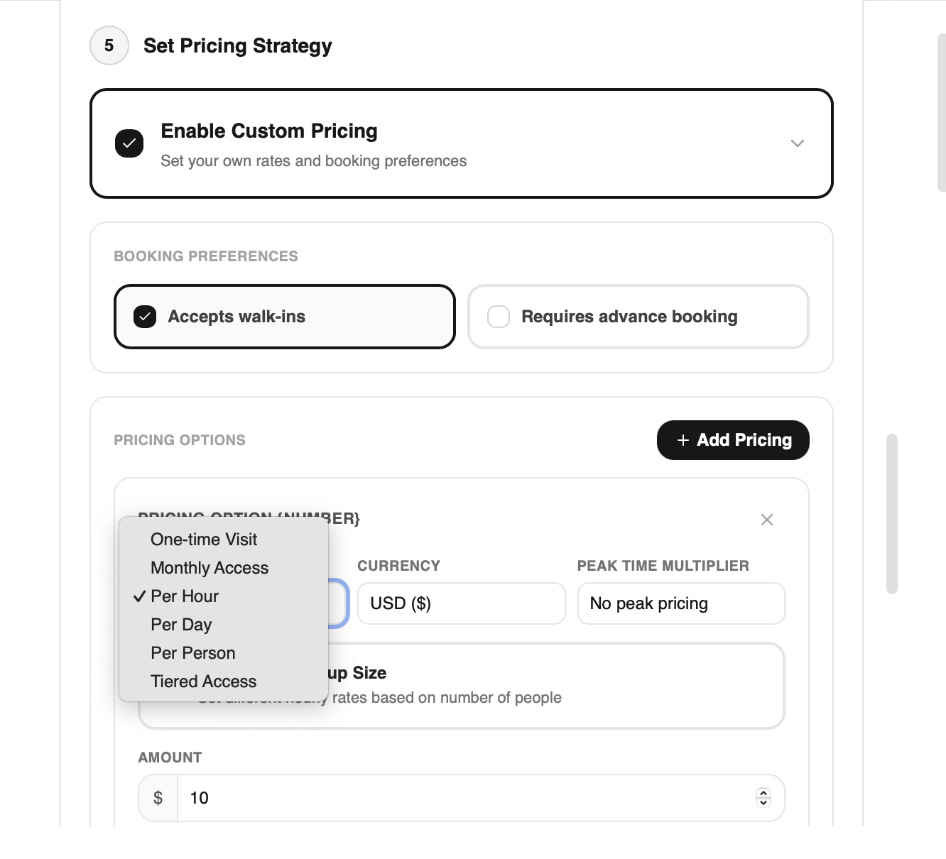Pricing Form