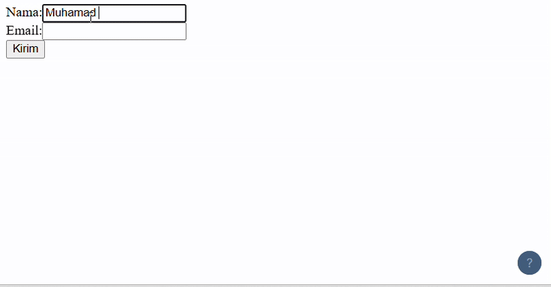 Hasil Kode UseState Penanganan Input Form