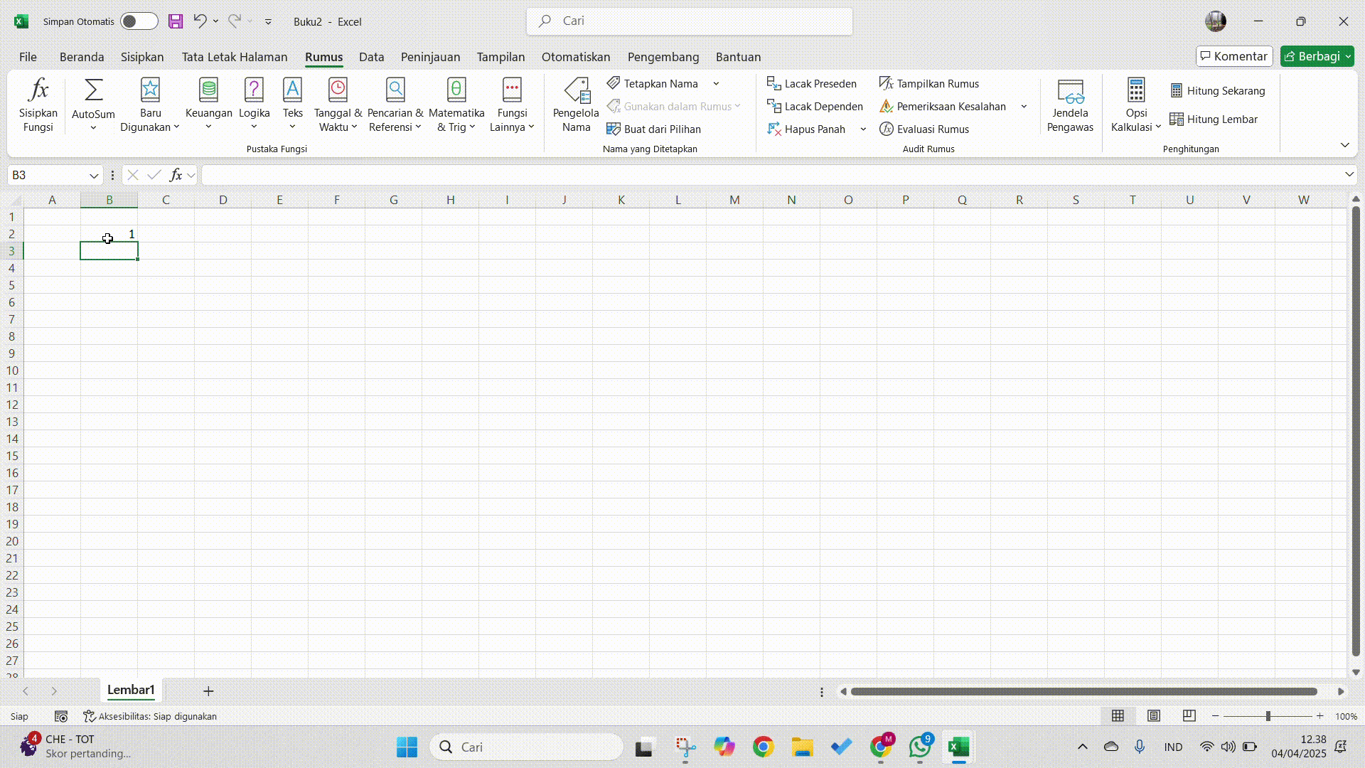 AutoFill Excel : Menyalin Angka 1-10