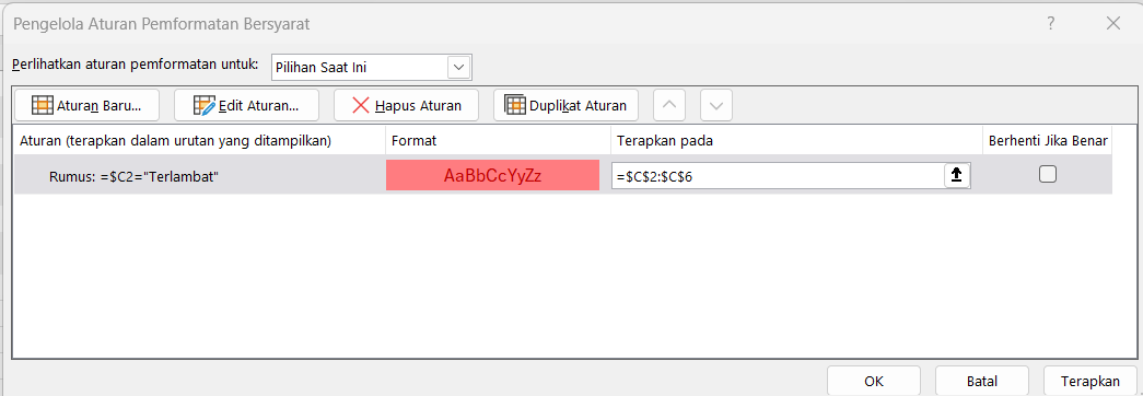 Setelah Edit Aturan
