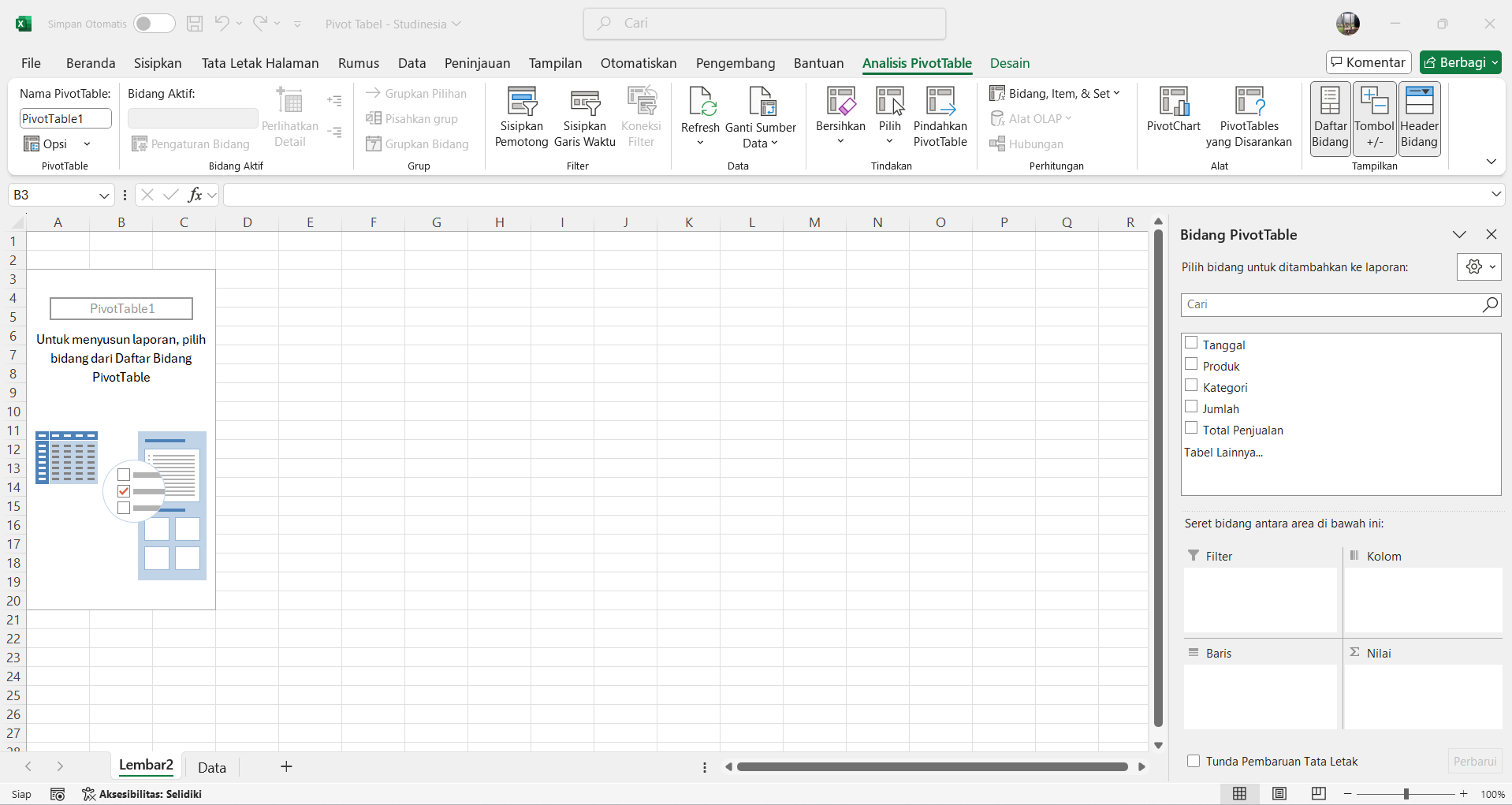 Pivot Table Berhasil Dibuat