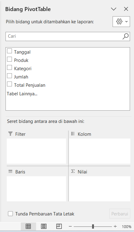 Sidebar Pivot Table