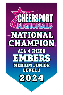 Embers Cheersport Nationals 2024 champion banner
