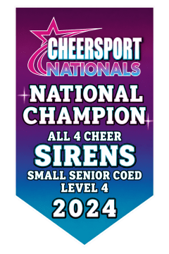 Sirens Cheersport Nationals 2024 champion banner