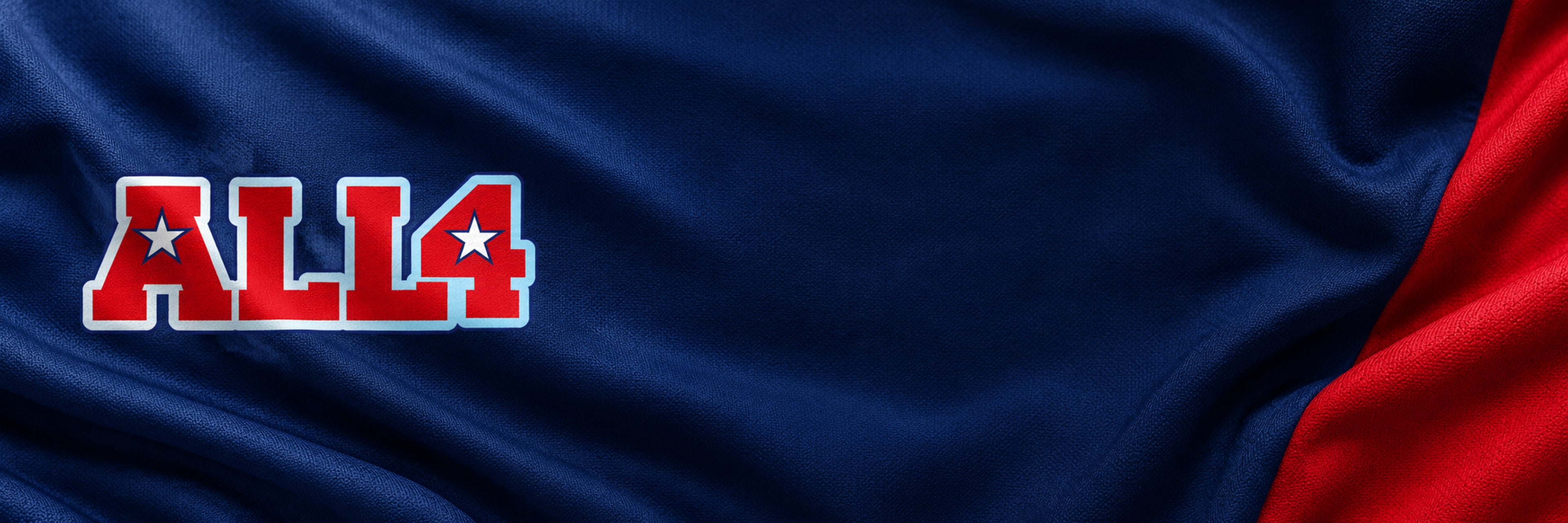 Navy fabric banner with the red ALL 4 logo