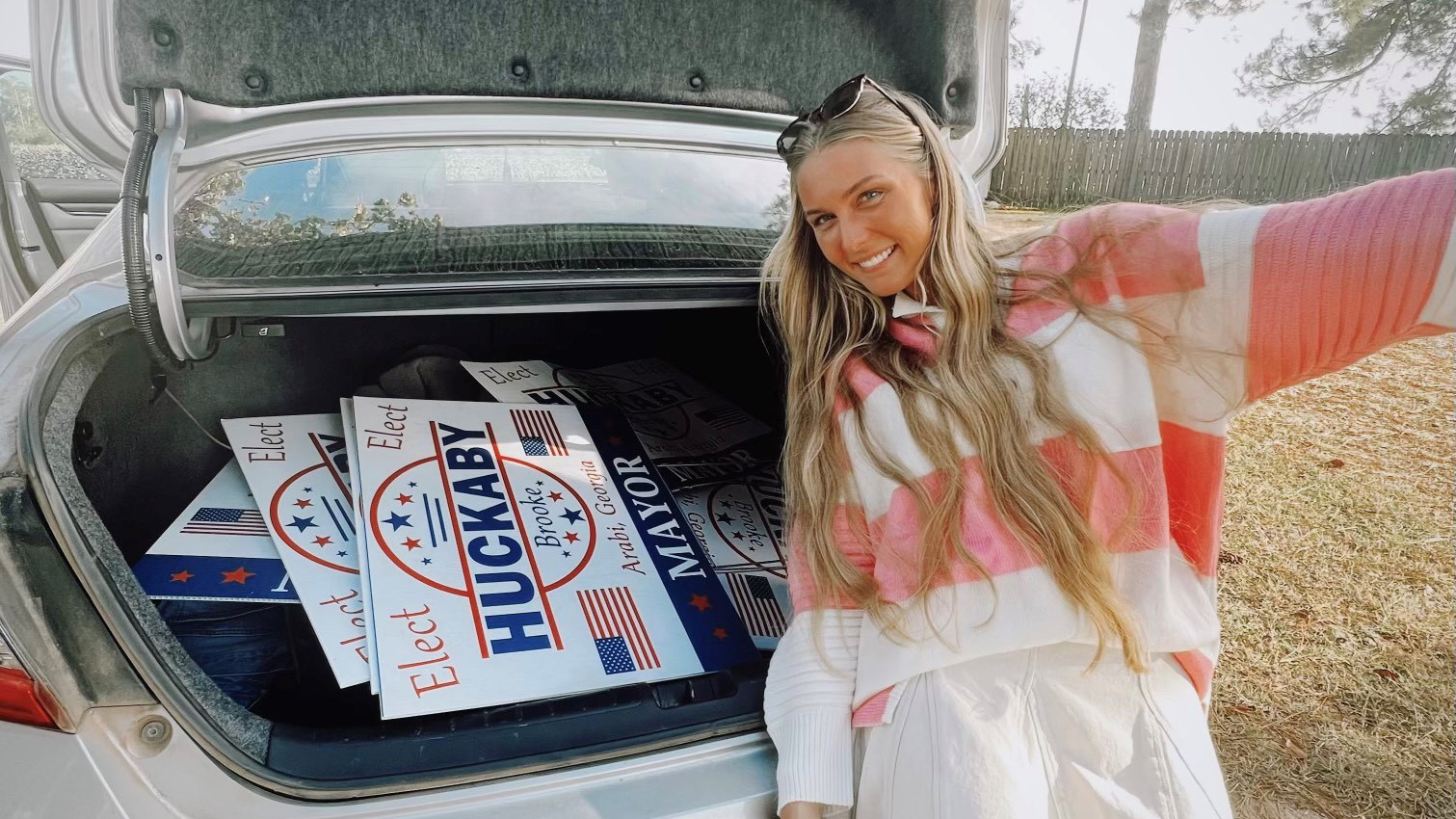 Brooke takes a selfie while on the campaign trail as she runs for Mayor of Arabi. 