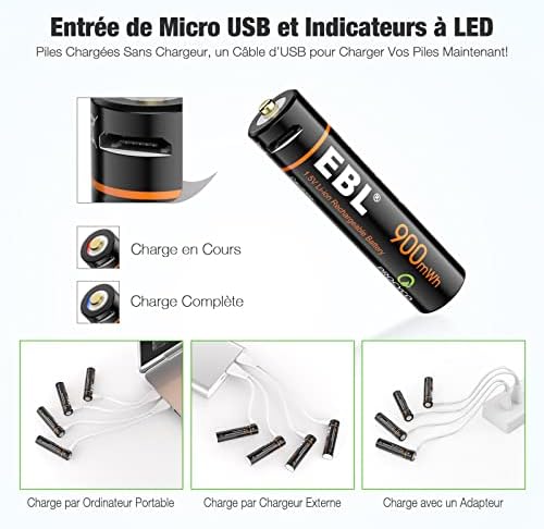 Vue 2 de Piles Rechargeables Aaa Usb
