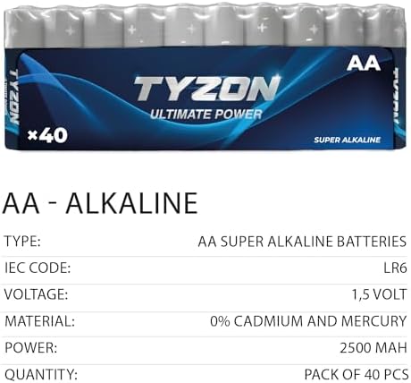 Vue 2 de Tyzon Piles Aa Alcalines