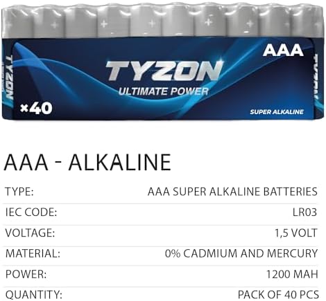 Vue 2 de Tyzon Piles Aaa Alcalines