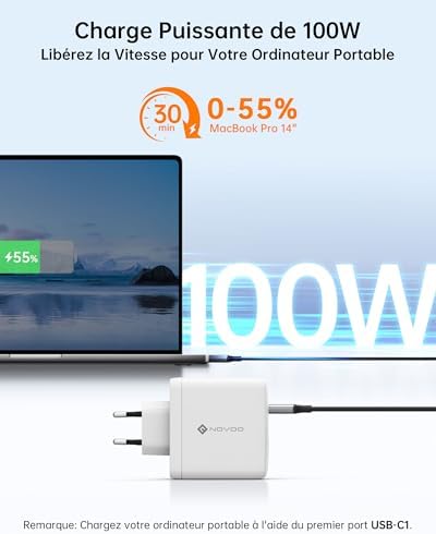 Vue 3 de Novoo Chargeur Usbc Gan