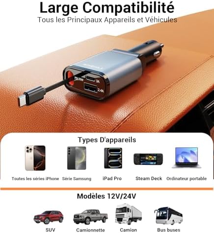 Vue 7 de En Retractable Chargeur Voitureultra