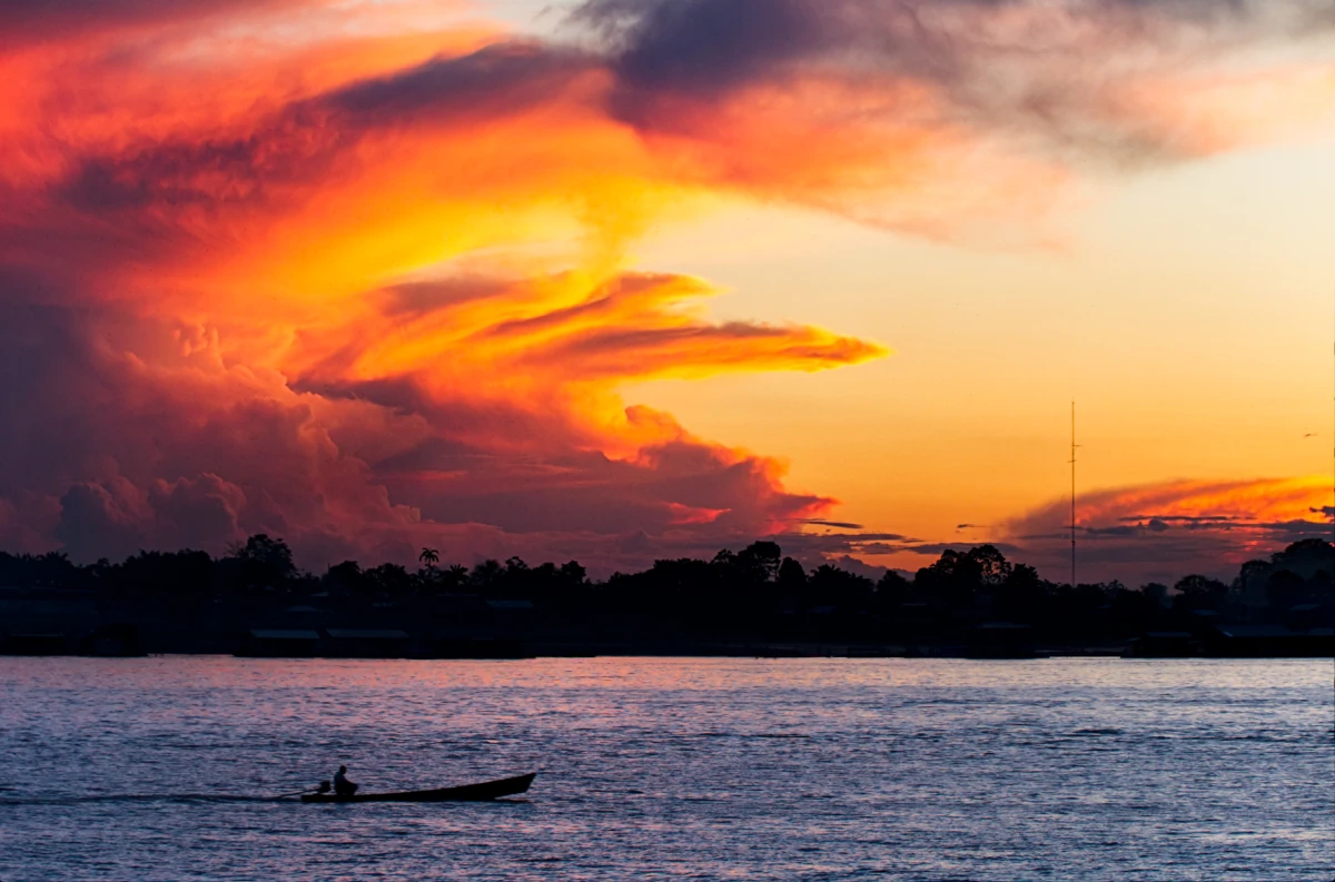 Sunset over the Peruvian Amazon near Iquitos on a Peru luxury itinerary