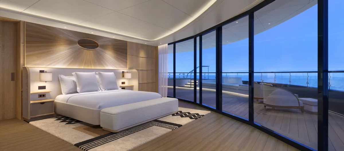 Four Seasons Yachts Signature Suite bedroom — Milos Suite St Barths Suite Malaga Suite
