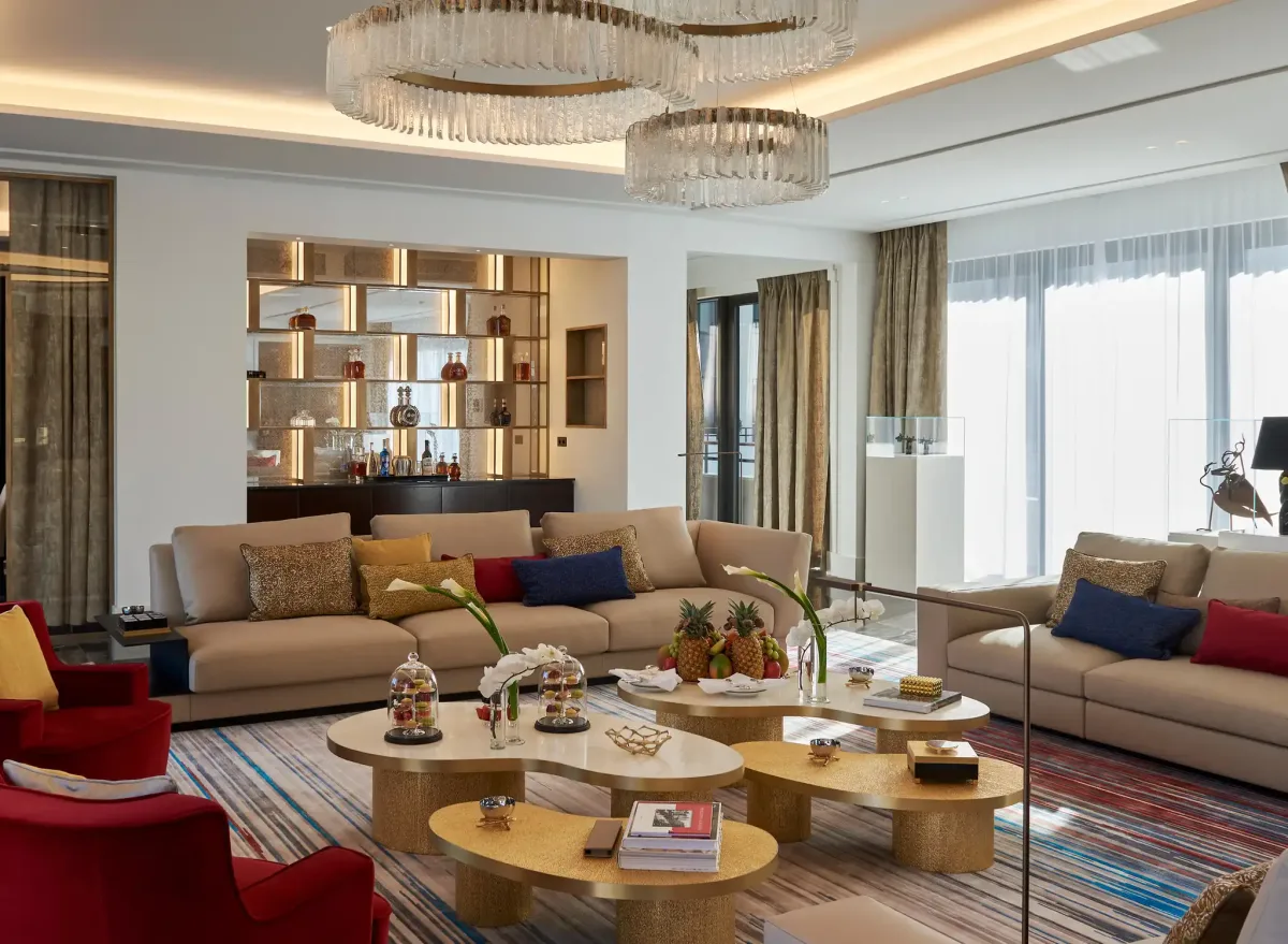 Prince Rainier III Diamond Suite living room Hotel de Paris Monte Carlo Monaco gold chandeliers