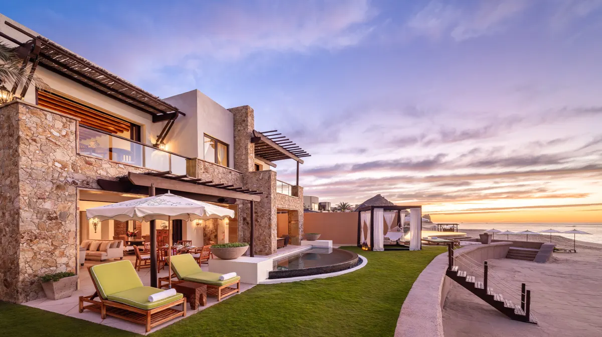 Waldorf Astoria Los Cabos Pedregal Presidential Beachfront Suite plunge pool Pacific Ocean sunset