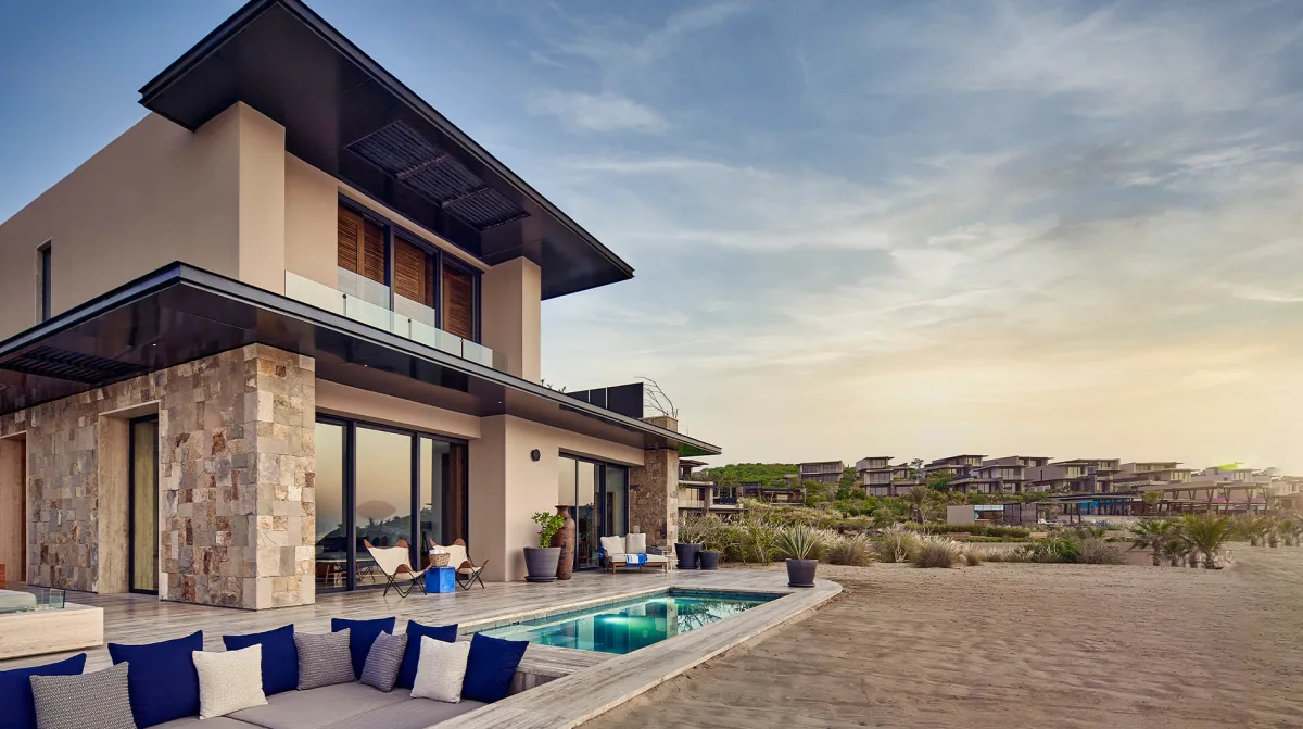Zadún Ritz-Carlton Reserve desert modern villa with plunge pool and Baja desert landscape San Jose del Cabo