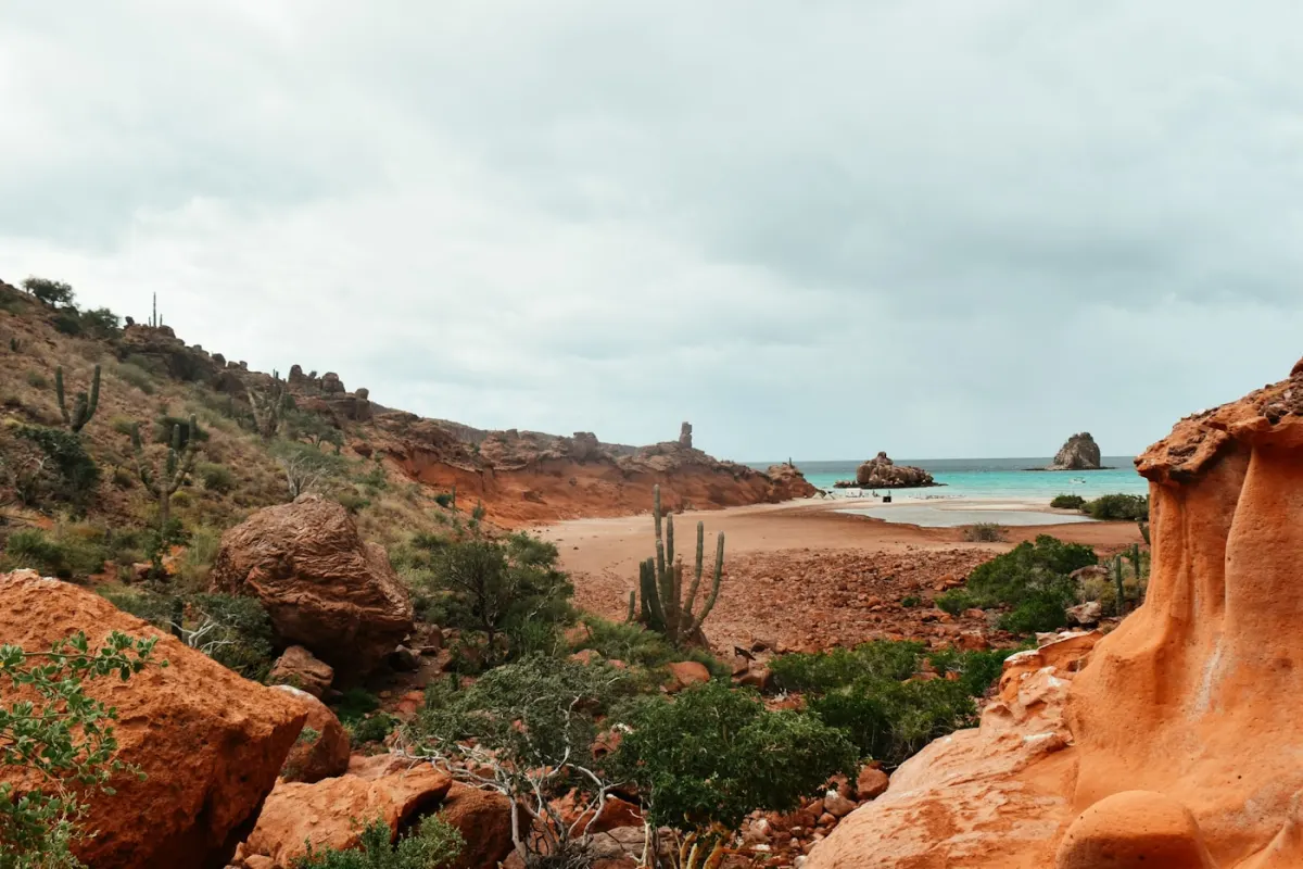 Desert coastline and swimmable beach on Baja’s East Cape