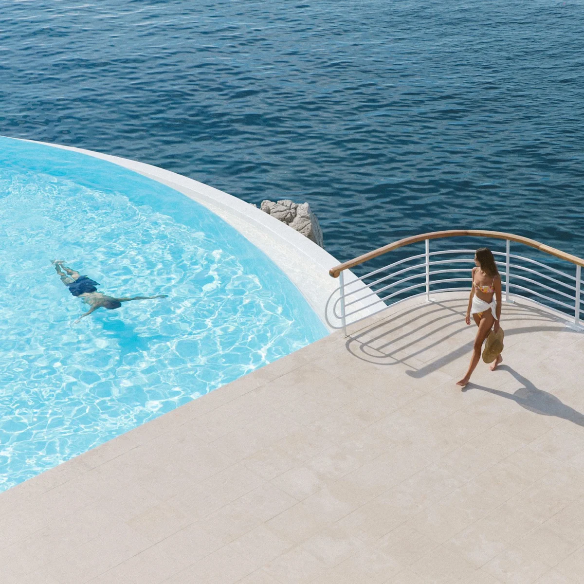 The rock-cut seawater pool at Hotel du Cap-Eden-Roc on the French Riviera