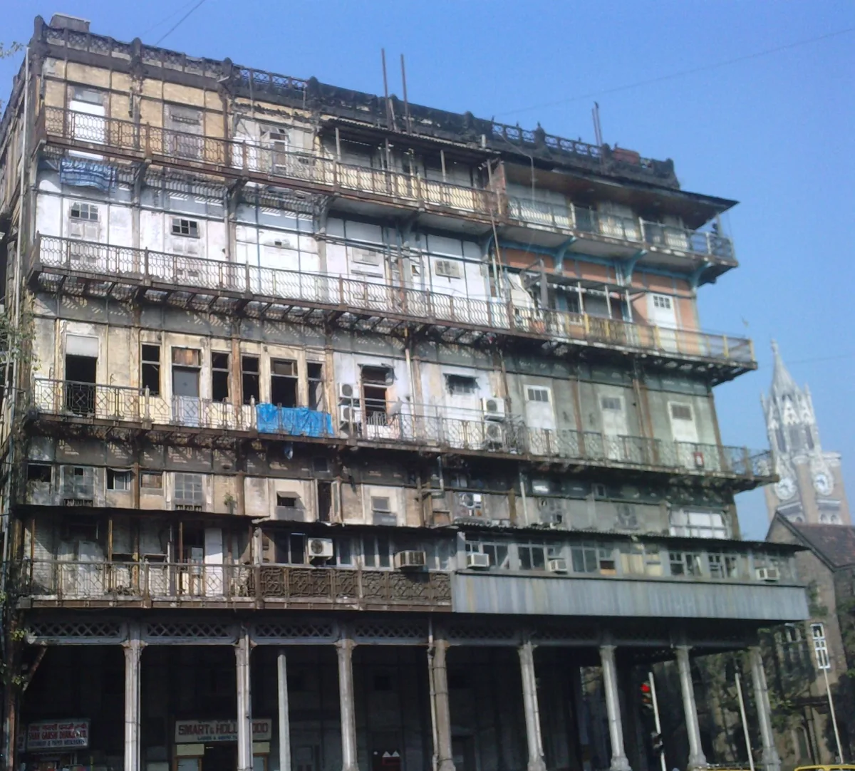 The decayed Esplanade Mansion, formerly Watson's Hotel, in Kala Ghoda, Mumbai today